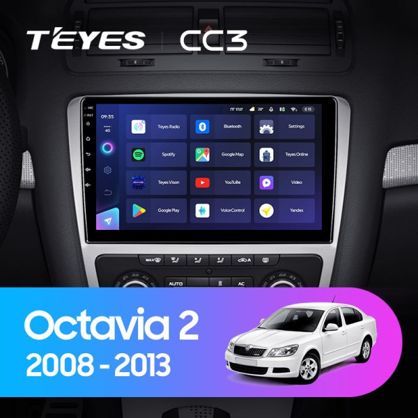 Штатная магнитола Teyes CC3 3/32 Skoda Octavia 2 A5 (2008-2013) Серая