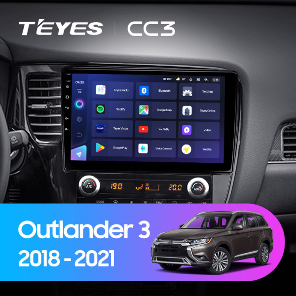 Штатная магнитола Teyes CC3L 4+32G  для Outlander 2018-2021 ТИП-B
