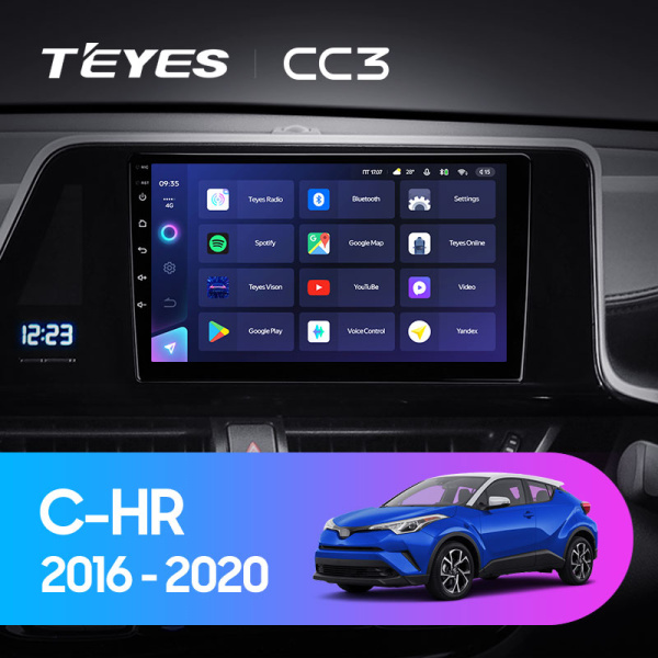 Штатная магнитола Teyes CC3L 4+32G для Toyota CHR 2016-2020 (Правый руль)