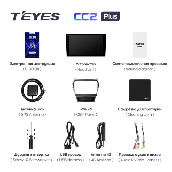 Штатная магнитола Teyes CC2 4+32G  для Hyundai Santa Fe 3 2013-2017 ТИП-C