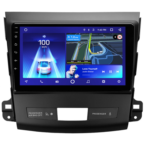 Штатная рамка (без дисплея) Teyes для  Mitsubishi Outlander 2 CW0W 2005-2013 / Citroen C-Crosser 1 2007-2013 / Peugeot 4007 2007-2012 (Для экрана 9")