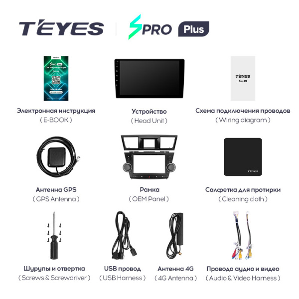 Штатная магнитола Teyes SPRO 3+32G для Toyota Highlander 2007-2013 (Правый руль)
